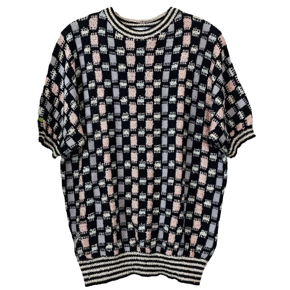 Brenda French Rags Wool Knit Sweater Top Pastel Pink Blue Black Size 1 / Small - Picture 1 of 7